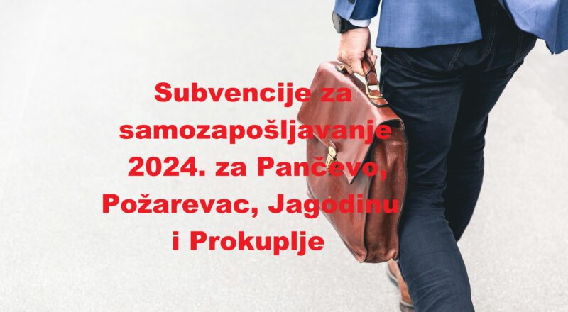 Subvencije za samozapošljavanje 2024. za Pančevo, Požarevac, Jagodinu i Prokuplje